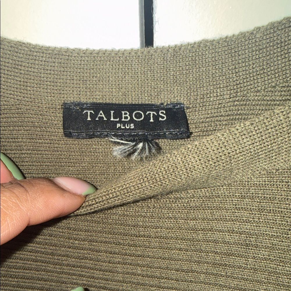 Talbots Olive Green Ribbed Knit Top - Picture 2 of 4
